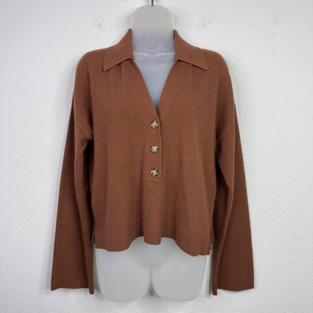 Veronica Beard Takira Sweater Women M Brown Cashmere Wool Knit Preppy Minimalist